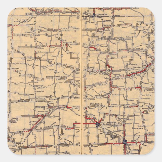 Kansas Fyrkantigt Klistermärke (Framsida)