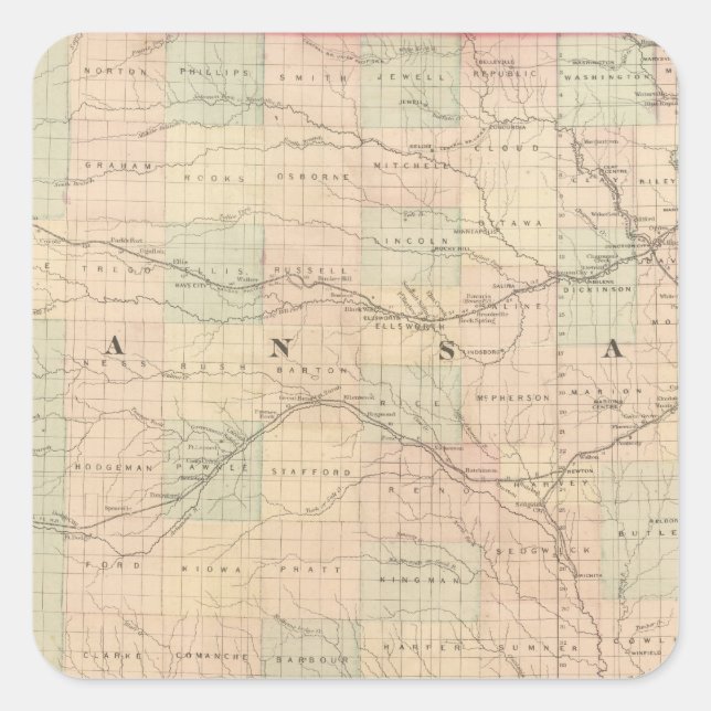 Kansas Fyrkantigt Klistermärke (Framsida)