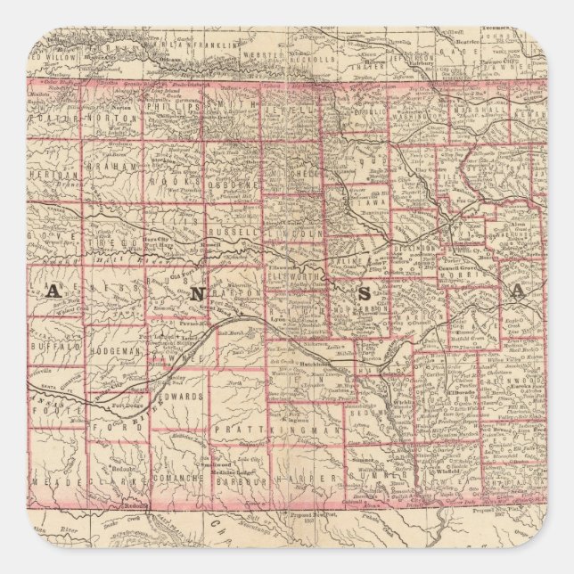 Kansas Fyrkantigt Klistermärke (Framsida)