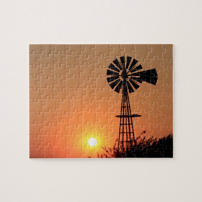 Kansas Golden Sunset Jigszle Puzzle Pussel (Horisontell)