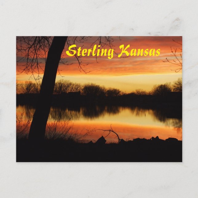 Kansas Golden Sunset Reflection Post Card Vykort (Framsida)