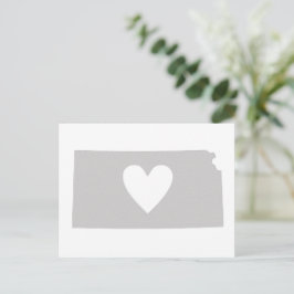 Kansas Grått State Karta Shape Heart Cutout Kansan Vykort