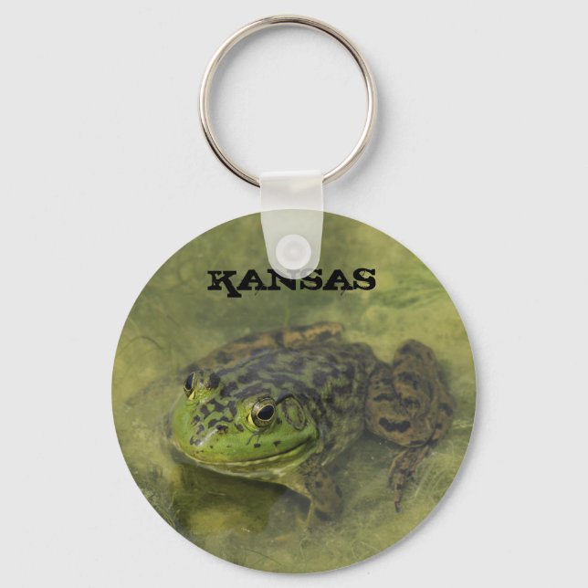 Kansas Grönt Bull Frog Nyckelring (Framsida)