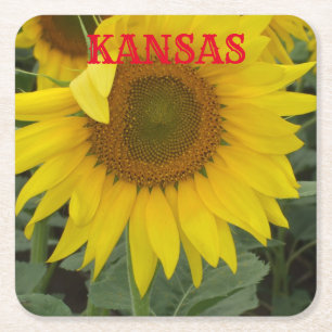 Kansas Gult Solrostorget Underlägg Papper Kvadrat