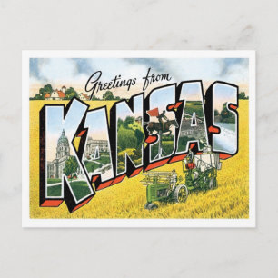 Kansas Hälsning från USA Stater Vykort