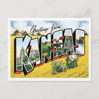 Kansas Hälsning från USA Stater Vykort