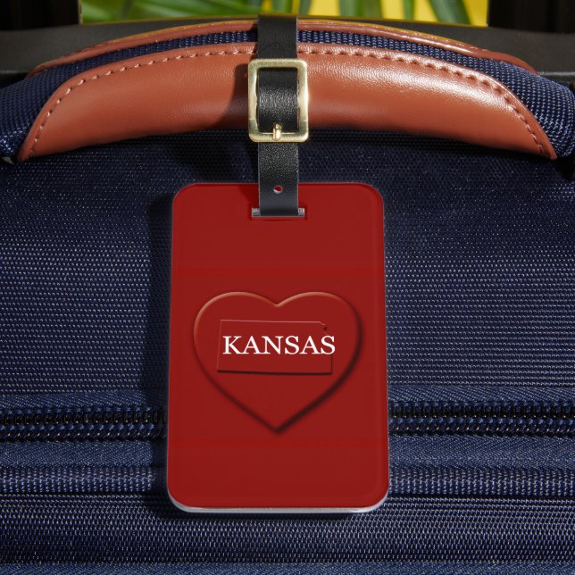 Kansas Heart Karta Design Luggage Tag Bagagebricka (Framsida Insitu 2)