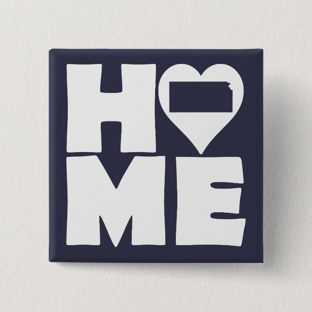 Kansas Hem Hjärta Stat Knapp Spänne Pin (Framsida)