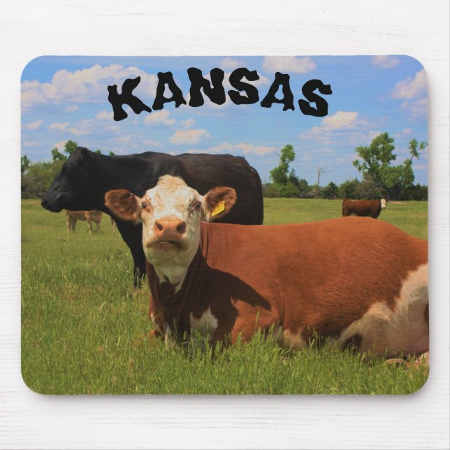 Kansas Hereford och Angus Cows Mouse Pad Musmatta (Framsidan)