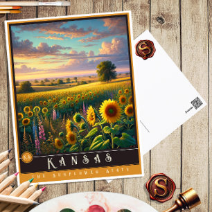 Kansas Hyper-Realistic State-vykort Vykort