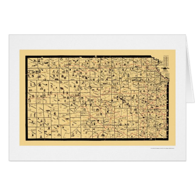 Kansas järnvägkarta 1897 hälsningskort (Framsidan Horizontal)