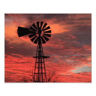 Kansas jul KVÄLL 2021 Kvarn Sunset  Fototryck