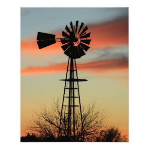 Kansas-julen 2021, färglöst, solnedgång med moln fototryck