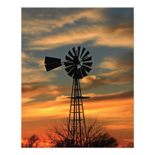 Kansas-julen 2021, färglöst, solnedgång med moln fototryck