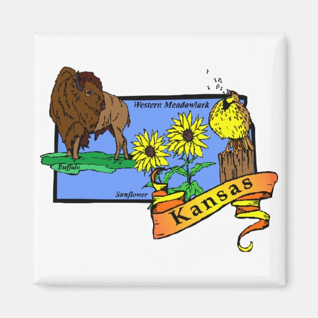 Kansas Karta 2 Magnet (Framsidan)