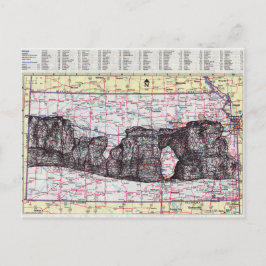 Kansas Karta Art Vykort