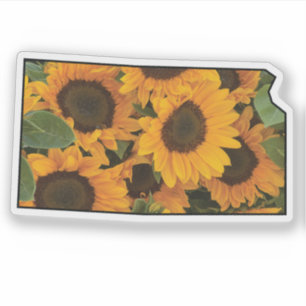 Kansas Karta kontur fylld med solblommor Klistermärken