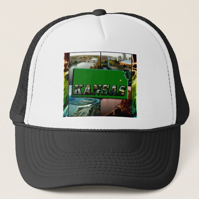 Kansas Karta och Foton Keps (Framsida)