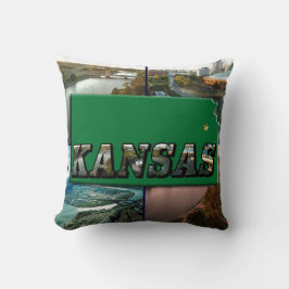 Kansas Karta och Foton Kudde
