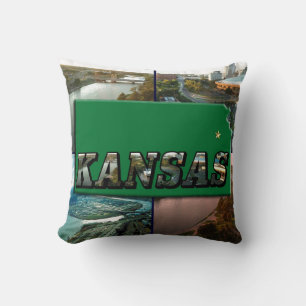 Kansas Karta och Foton Kudde