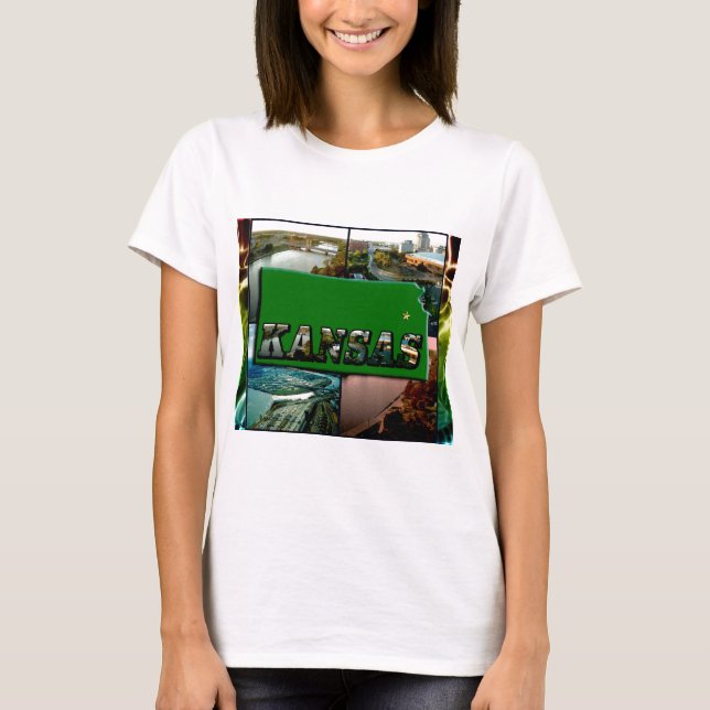 Kansas Karta och Foton T-shirt (Framsida)