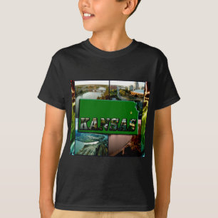 Kansas Karta och Foton T Shirt
