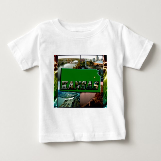 Kansas Karta och Foton T-shirt (Framsida)