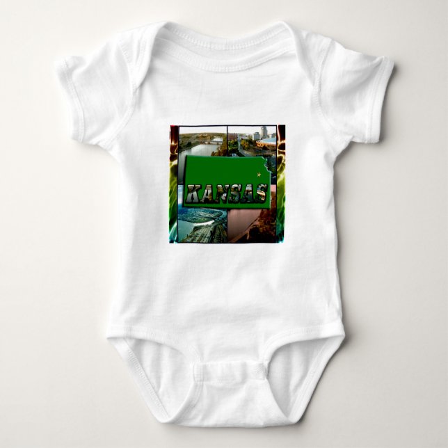 Kansas Karta och Foton T-shirt (Framsida)