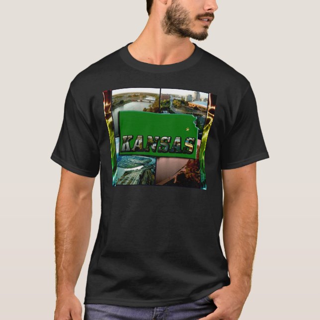 Kansas Karta och Foton Tee (Framsida)