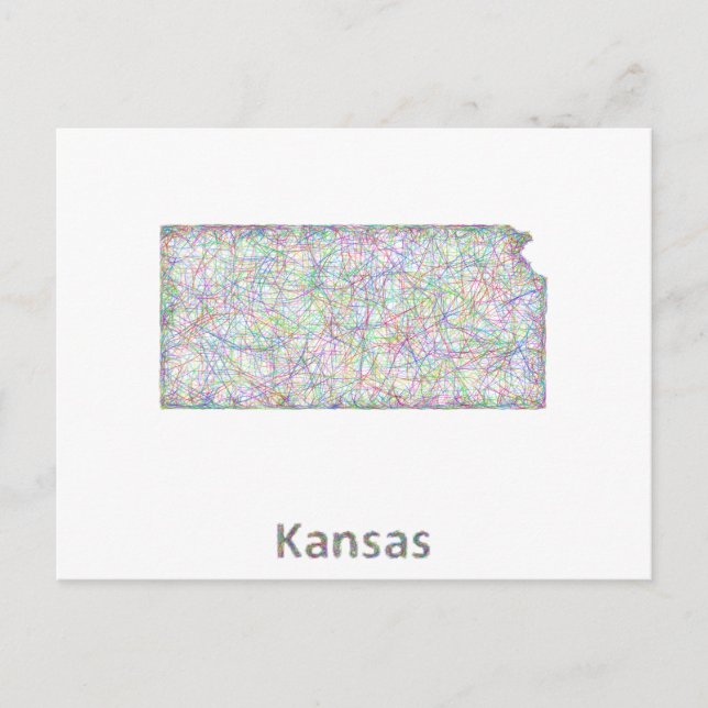Kansas karta vykort (Framsida)