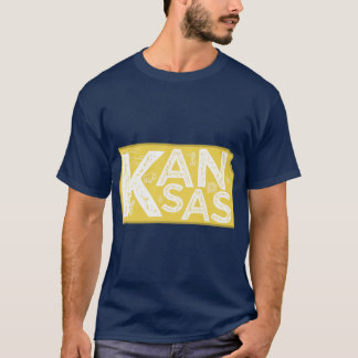Kansas Karttypografi Guld T Shirt