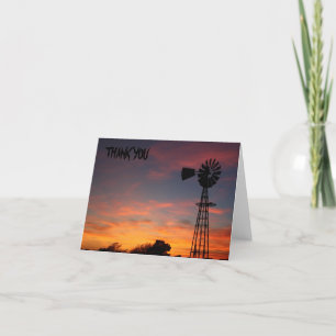 Kansas Kvarn Silhouette Sunset Card Tack Kort
