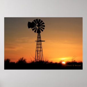Kansas Kvarn Silhouette Sunset Photo/Poster Poster