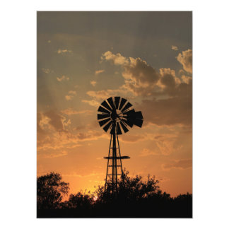 Kansas Kvarn Silhouette Sunset Photo Print Fototryck