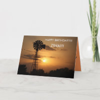 Kansas Kvarn Sunset Birthday Card