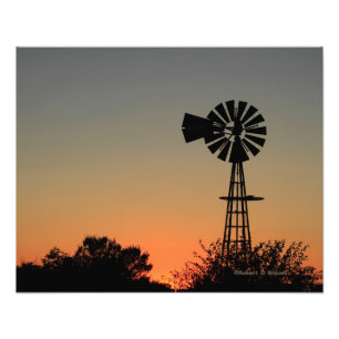 Kansas Kvarn Sunset, Clouds Photo EnUtvidgning Fototryck