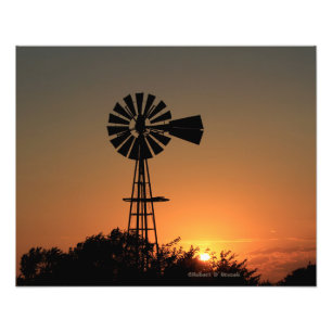 Kansas Kvarn Sunset, Clouds Photo EnUtvidgning Fototryck