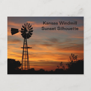 Kansas Kvarn Sunset Silhouette vykort