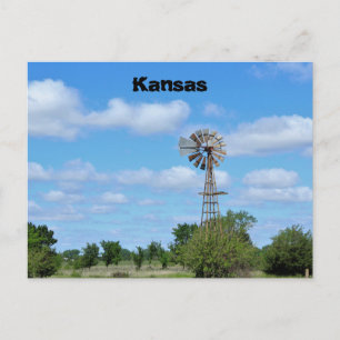 Kansas Land Kvarn med blå himmel. Vykort