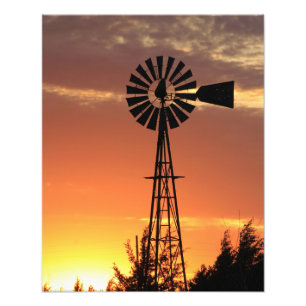 Kansas Land Kvarn med moln, fotoutskrift Fototryck