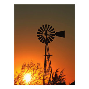 Kansas Land Kvarn med moln, fotoutskrift Fototryck