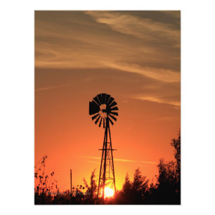 Kansas Land Kvarn med moln, fotoutskrift Fototryck