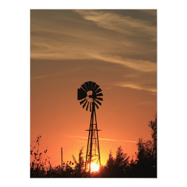 Kansas Land Kvarn med moln, fotoutskrift Fototryck (Framsidan)