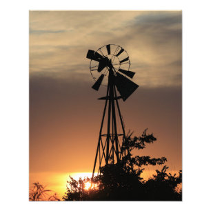 Kansas Land Kvarn med moln, fotoutskrift Fototryck