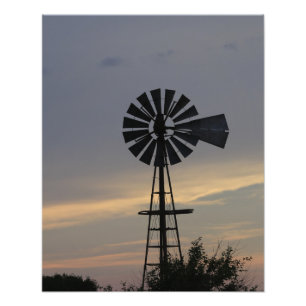 Kansas Land Kvarn med moln, fotoutskrift Fototryck