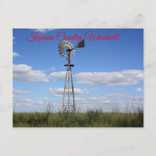 Kansas Land Kvarn-vykort Vykort