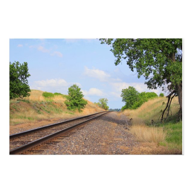 Kansas Land Railroad Tracks PHOTO UTVIDGNING Fototryck (Framsidan)