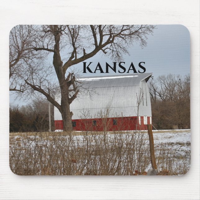 Kansas Land Red Barn Mouse Pad Musmatta (Framsidan)