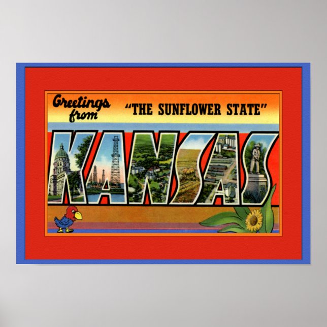 Kansas Large Brev Hälsning Poster (Framsidan)