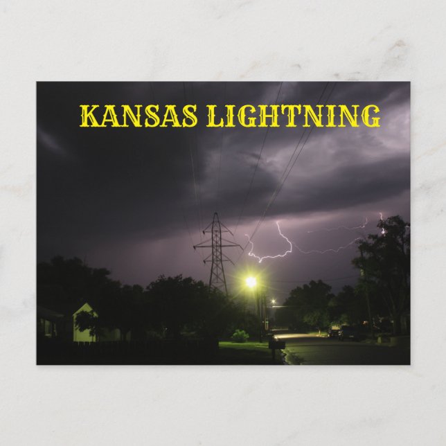 Kansas Lightning över Hutchinson Kansas-postkort Vykort (Framsida)
